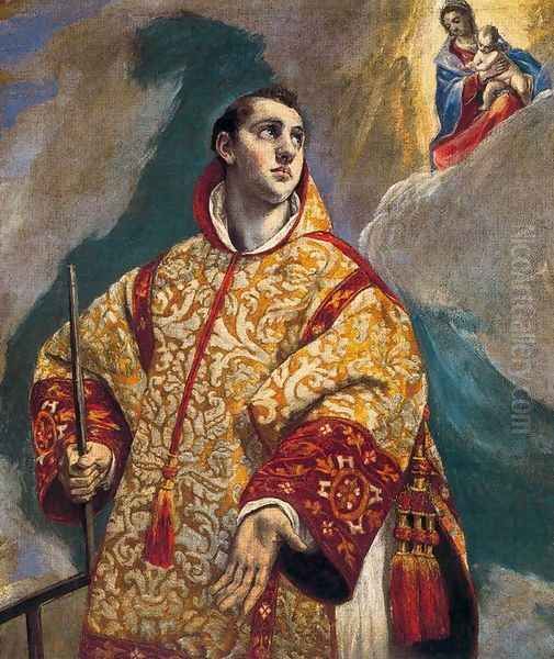 Apparition of the Virgin to St Lawrence 1578-80 Oil Painting by El Greco (Domenikos Theotokopoulos)