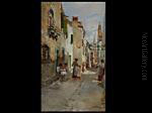 Italienische Strassenszene Oil Painting by Leo Von Littrow