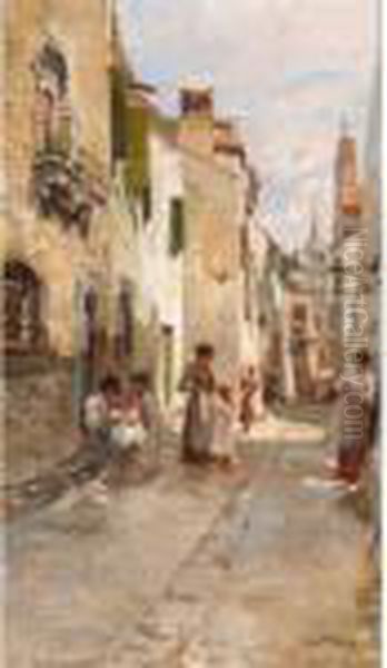 Italian Street Scene by Leo Von Littrow