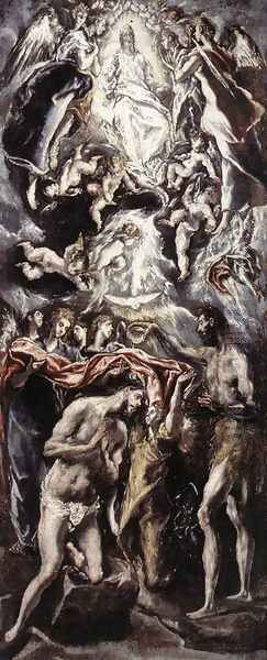 Baptism of Christ Oil Painting by El Greco (Domenikos Theotokopoulos)