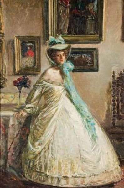 Portrait Of A Lady In An Interior Oil Painting by Carl von Marr