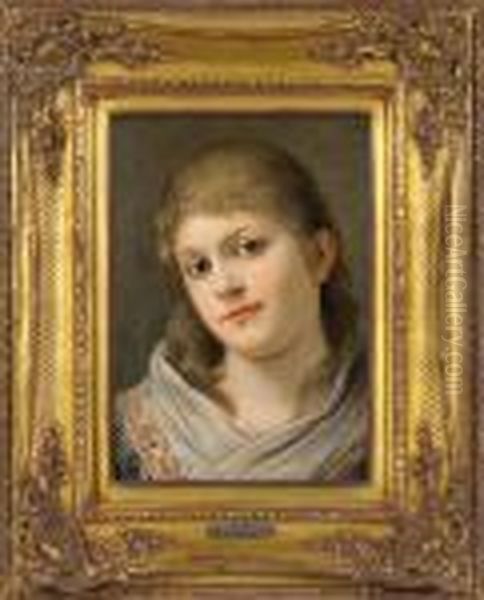 Portrait Of Girl Oil Painting by Gabriel Cornelius Von Max