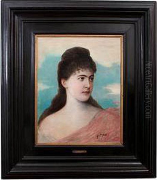 Portrait Of A Lady In Pink Oil Painting by Gabriel Cornelius Von Max