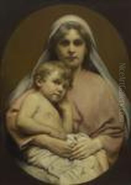 Maria Mit Dem Kind. Oil Painting by Gabriel Cornelius Von Max