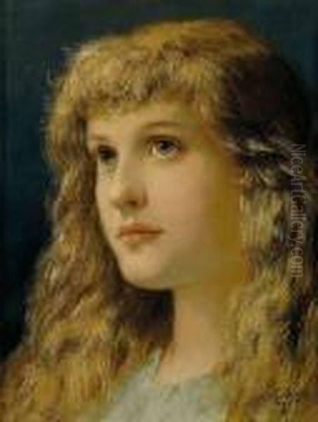 Portrait Eines Blondenmadchens Oil Painting by Gabriel Cornelius Von Max