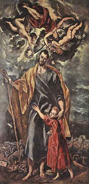 St Joseph and the Christ Child 1597-99 Oil Painting by El Greco (Domenikos Theotokopoulos)