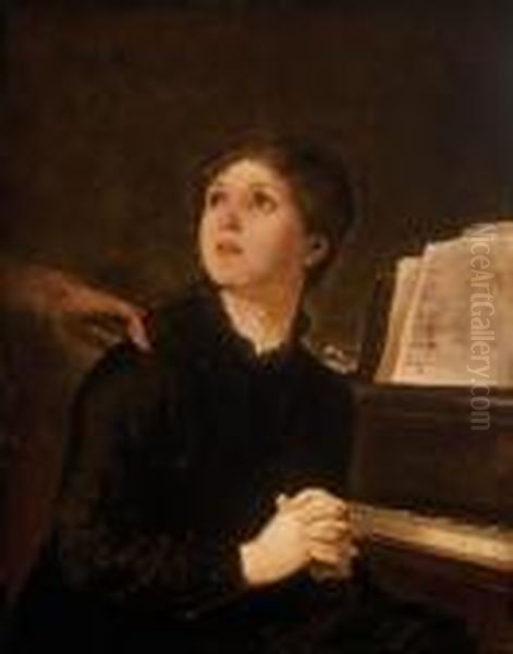 Woman At The Piano Oil Painting by Gabriel Cornelius Von Max