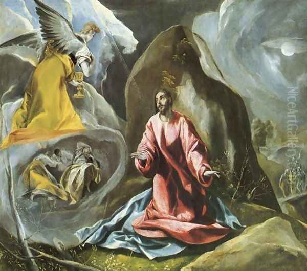 The Agony in the Garden c. 1590 Oil Painting by El Greco (Domenikos Theotokopoulos)