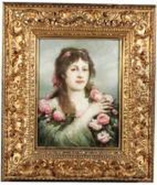 The Rose Guirlande Oil Painting by Gabriel Cornelius Von Max