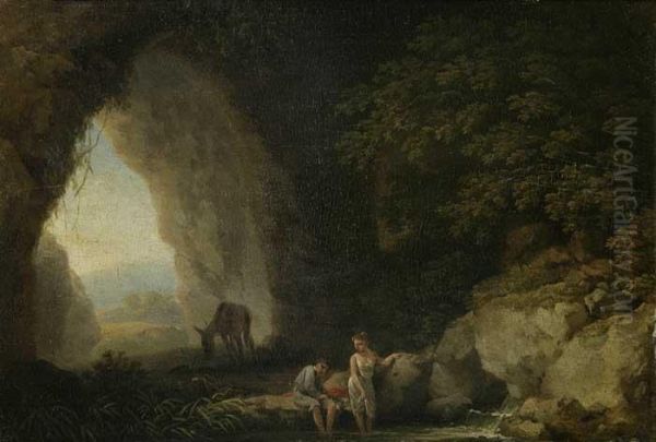 In Der Felsgrotte Oil Painting by Martin von Molitor