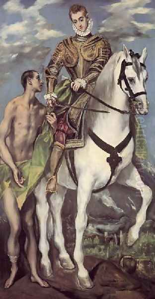 St Martin and the Beggar 1597-99 Oil Painting by El Greco (Domenikos Theotokopoulos)