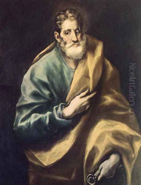 Apostle St Peter 1610-14 Oil Painting by El Greco (Domenikos Theotokopoulos)