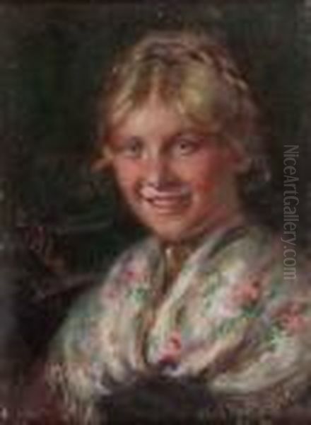 Portrait Einesmadchens In Tracht Oil Painting by Emma Von Muller