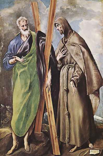 St Andrew and St Francis 1595 Oil Painting by El Greco (Domenikos Theotokopoulos)