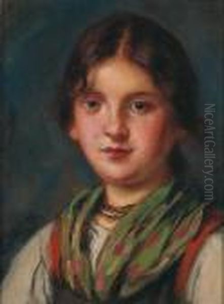 Young Girl From South Tyrol Oil Painting by Emma Von Muller