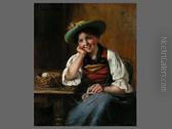 Portrait Einer Jungen Frau In Tracht Oil Painting by Emma Von Muller