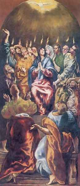 The Pentecost 1596-1600, Oil on canvas, 275 x 127 cm, Museo del Prado, Madrid Oil Painting by El Greco (Domenikos Theotokopoulos)