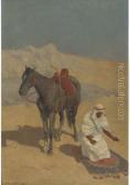 A Prayer In The Desert Oil Painting by Rudolf Otto Von Ottenfeld