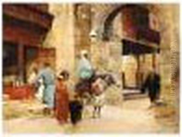 An Egyptian Merchant's Stall Oil Painting by Rudolf Otto Von Ottenfeld