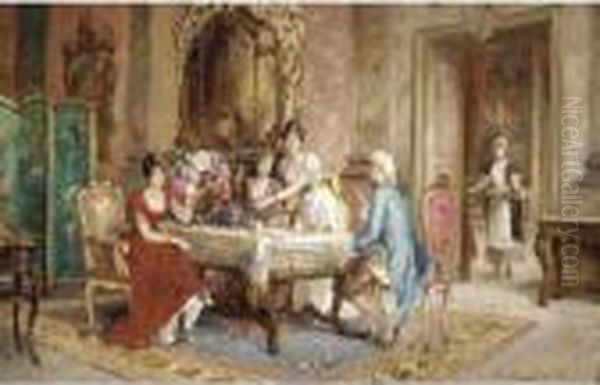 Teatime Oil Painting by Franz Von Persoglia