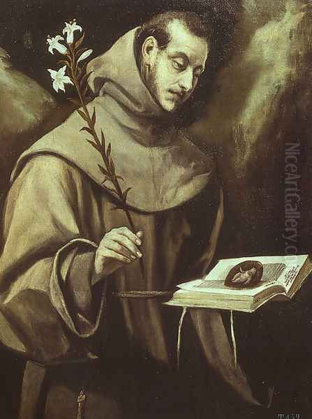 St. Anthony of Padua Oil Painting by El Greco (Domenikos Theotokopoulos)