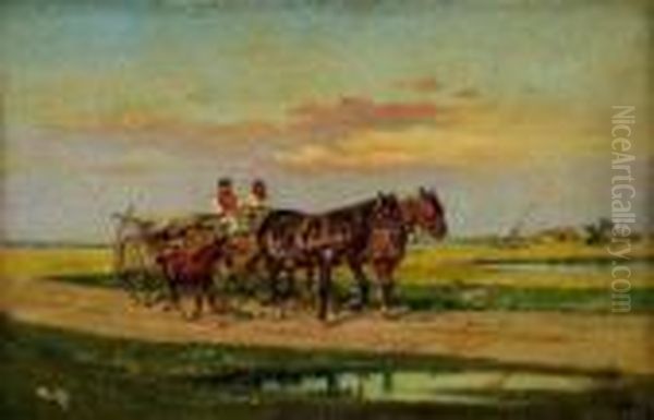 Na Puszte Oil Painting by August Xaver Karl von Pettenkofen