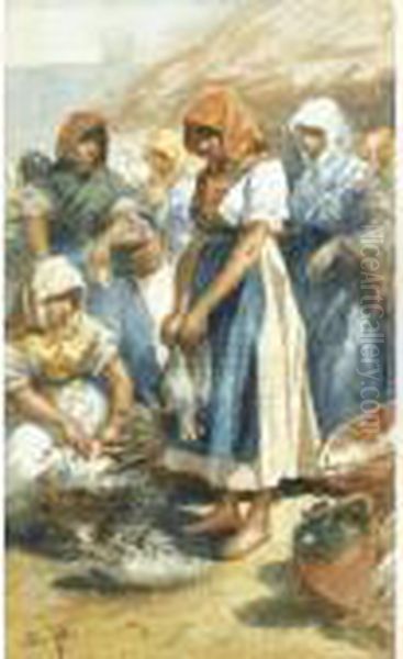 The Poultry Market Oil Painting by August Xaver Karl von Pettenkofen