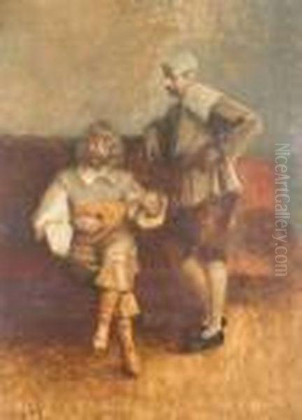 The Gentleman And The Musician Oil Painting by August Xaver Karl von Pettenkofen