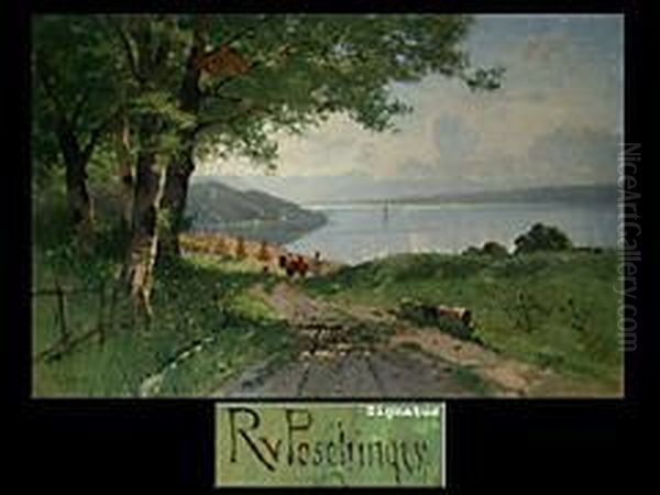 Der Starnberger See Oil Painting by Richard Von Poschinger