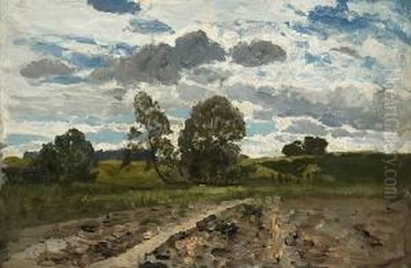 Ackerlandschaft. Oil Painting by Richard Von Poschinger