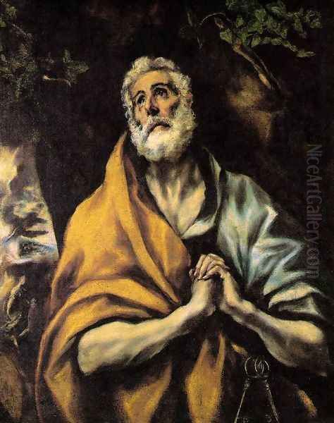 The Repentant Peter c. 1600 Oil Painting by El Greco (Domenikos Theotokopoulos)