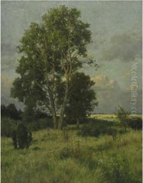 Sunlit Landscape Oil Painting by Paul von Ravenstein