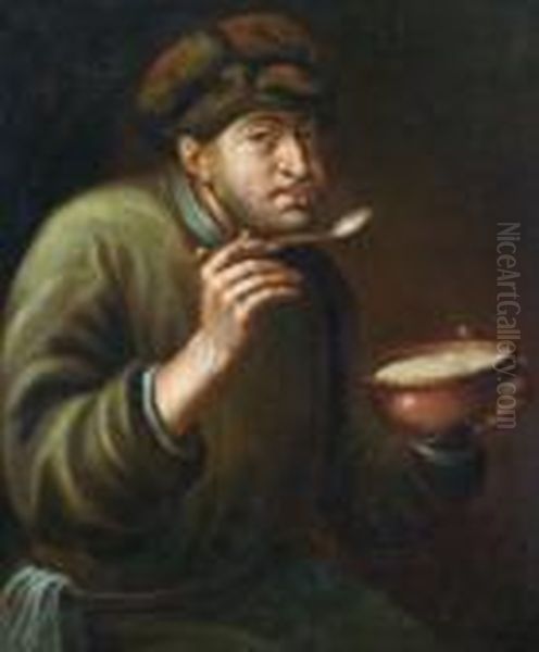 Uomo Barbuto Che Mangia Il Semolino Oil Painting by Joachim I Von Sandrart