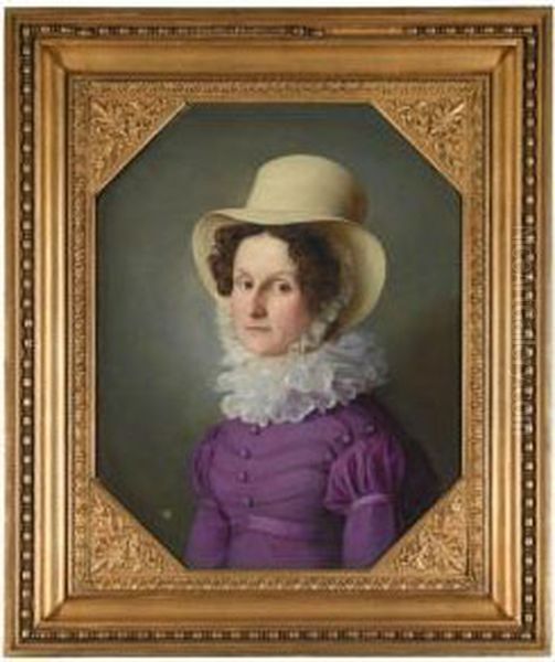 Dame In Lila (portrait Of A Woman In Purple) Oil Painting by Friedrich Wilhelm von Schadow