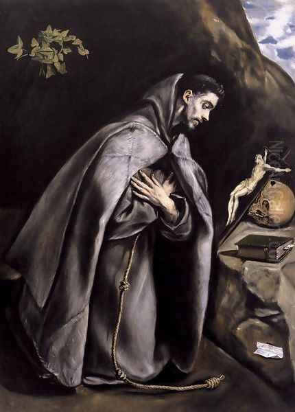 St Francis Meditating c. 1595 Oil Painting by El Greco (Domenikos Theotokopoulos)