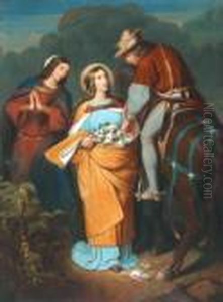 Das Rosenwunder Der Heiligen Elisabeth Von Thuringen Oil Painting by Moritz Ludwig von Schwind