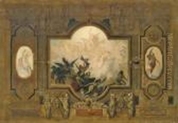 Circle Oil Sketch Of A Ceiling Painting Oil Painting by Moritz Ludwig von Schwind