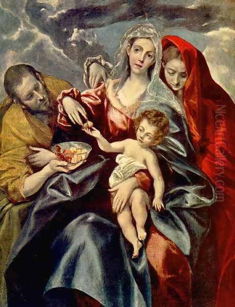 Holy Family I Oil Painting by El Greco (Domenikos Theotokopoulos)