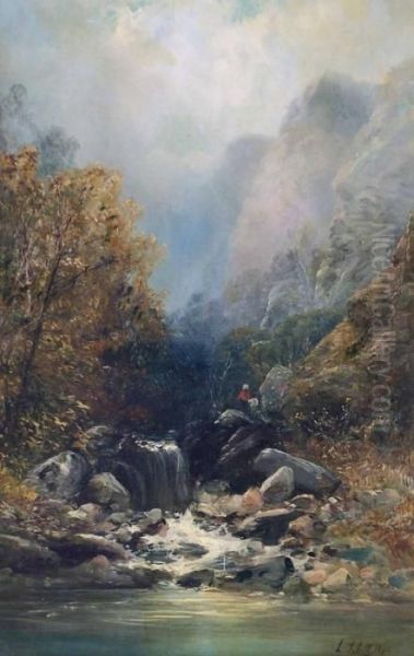 Gebirgslandschaft Mit Kleinem Wasserfall Oil Painting by Ludwig, Louis Von Sckell