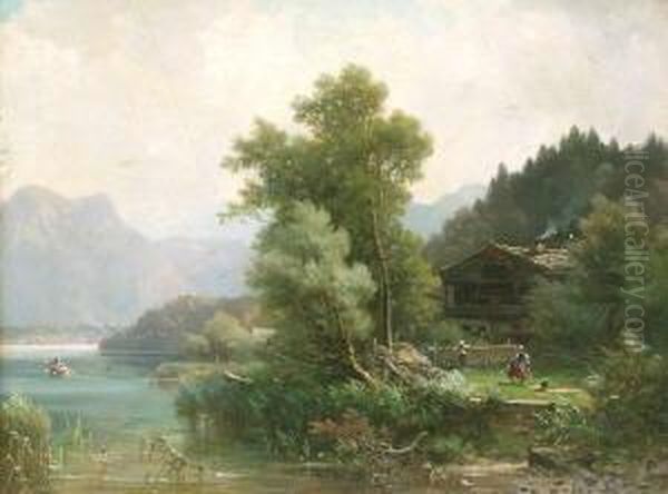 Partie Am Chiemsee Oil Painting by Ludwig, Louis Von Sckell