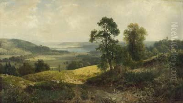 Blick Uber Den Starnberger See Oil Painting by Ludwig, Louis Von Sckell