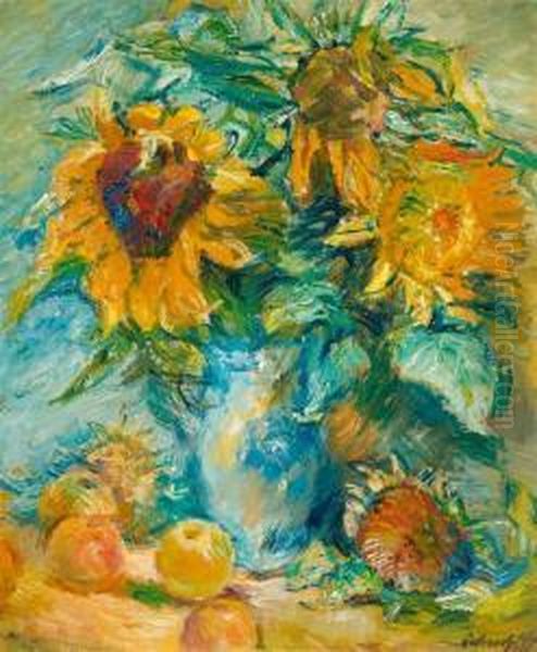 Blumenstilleben Mit Sonnenblumen Oil Painting by Alexander Leo Von Soldenhoff