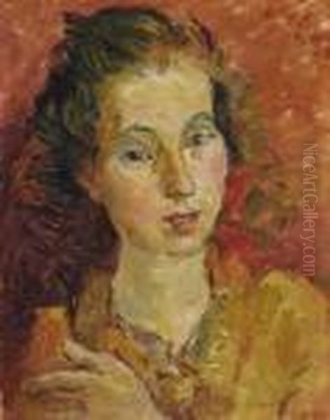 Portrait Of A Young Woman. 1940s Oil Painting by Alexander Leo Von Soldenhoff