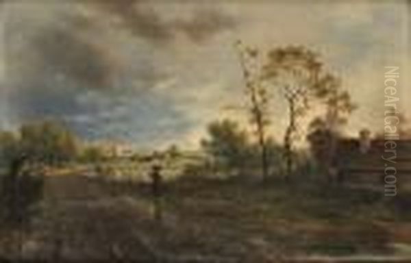 Landskap. Oil Painting by Bela Von Spanyi