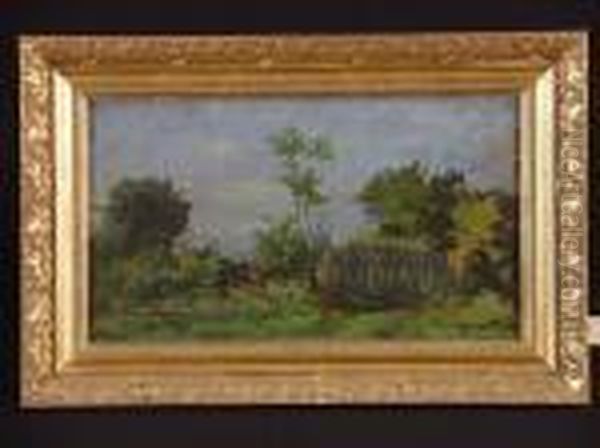 Zaun In Landschaft Oil Painting by Bela Von Spanyi