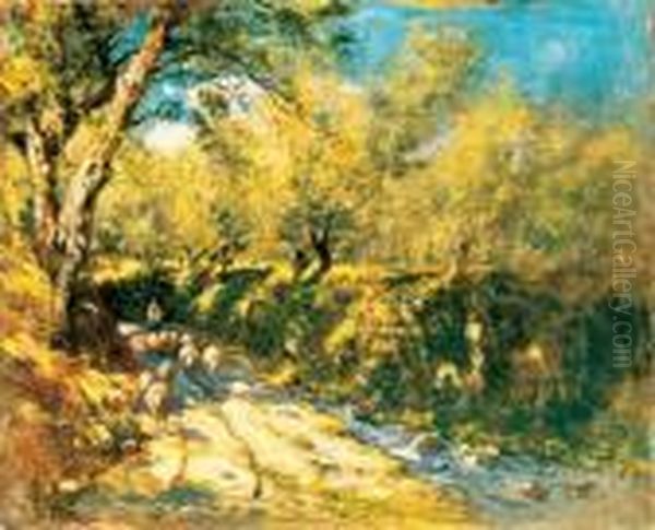 Shadowy Path Oil Painting by Bela Von Spanyi