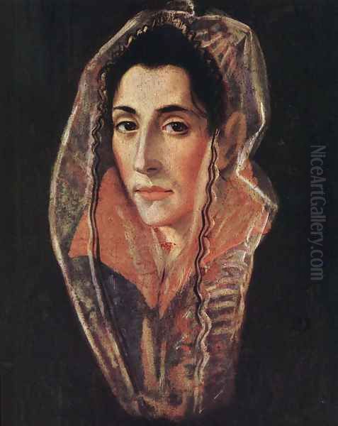 Female Portrait c. 1595 Oil Painting by El Greco (Domenikos Theotokopoulos)