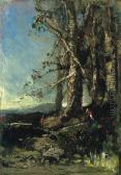 In The Forest Oil Painting by Bela Von Spanyi