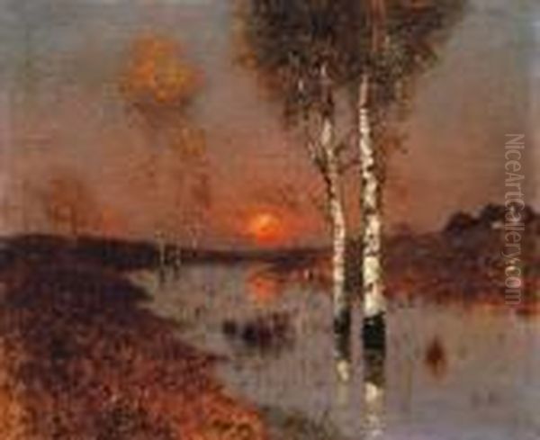 Evening Mood Oil Painting by Bela Von Spanyi