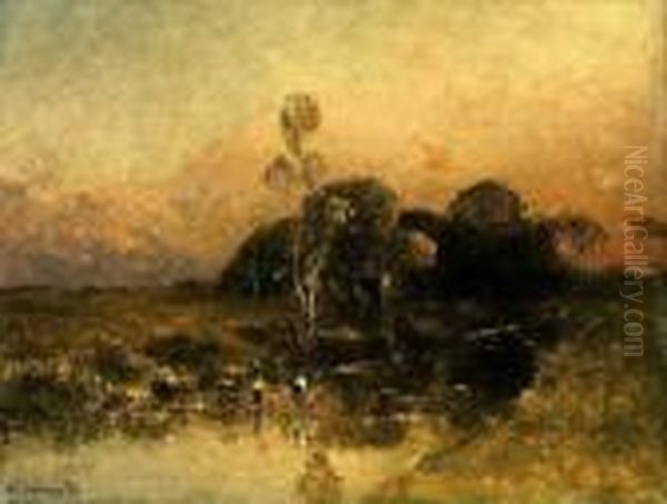 Evening (dust) Oil Painting by Bela Von Spanyi